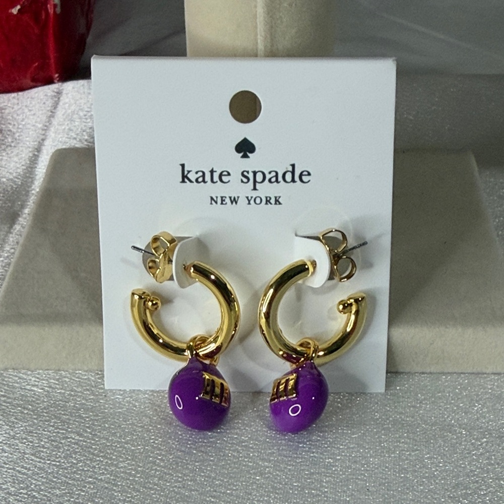 Kate Spade x M&M purple and gold earrings